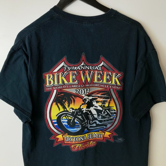 2014 73rd Annual Bike Week Dayton Beach Florida T Shirt Adult Black XL Solid - Picture 6 of 16